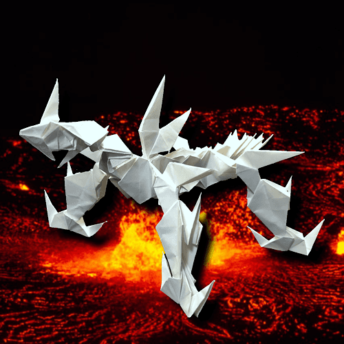 りょうすけ@組み立て折神工房Assembly Origami Workshopさんによる「真珠龍パーライト」 28枚の折り紙