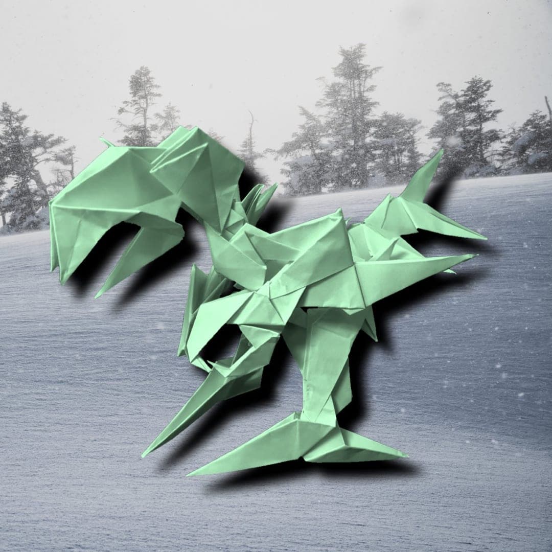 りょうすけ@組み立て折神工房Assembly Origami Workshopさんによる作品No.357「滑雪龍ドランスキー」15枚の折り紙