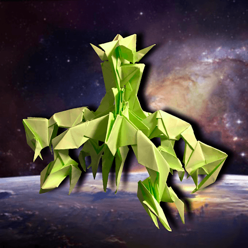 りょうすけ@組み立て折神工房Assembly Origami Workshopさんによる「小星体ヒギエア」 22枚の折り紙