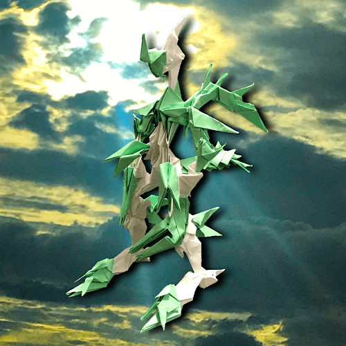 りょうすけ@組み立て折神工房Assembly Origami Workshopさんによる「スティレクス・ドラゴンスカイ」 45枚の折り紙