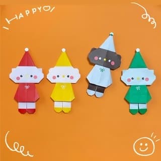 you_and_me_25さんによる帽子ねこ(くま)🐱🐻の折り紙